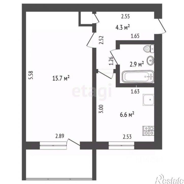 1-комн квартира улица Ленина, 59,  д. 59